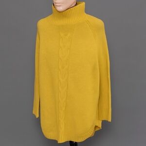 Chic Mustard Cable Knit Cowl Neck Sweater